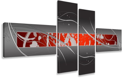 Visario Leinwandbild XXL 195x80 cm 6803 Modern Abstraktes Wandbild Fertig Gerahmt auf Echtem Holzrahmen - Große Leinwand Bild Wohnzimmer Schlafzimmer Büro Wanddekoration Kunstdruck Brillante Farben