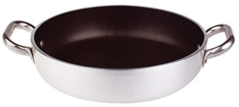 Pentole Agnelli Fondo Platinum Pan Ollas con Aluminio Ajustado, 5 mm de Espesor, con 2 Asas en Acero Inoxidable, Plata, 40 cm