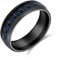 Bling Jewelry Geometrisches Muster Schwarz Blau Kobalt Kohlefaser Inlay Paare Titan Eheringe Für Männer Für Frauen 8Mm