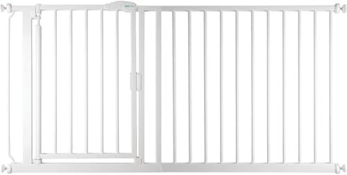 Safetots Druckmontage Selbstschließendes Treppengitter, 154.5cm - 161.2cm, Weiß, Automatisch schließendes Babygitter, Sicherheitsbarriere für Kleinkinder, Einfache Installation