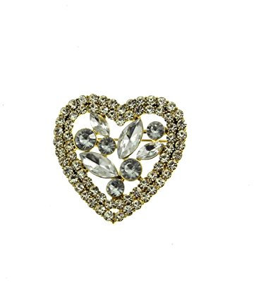 Broche en forme de cœur avec pierres de cristal de Swarovski