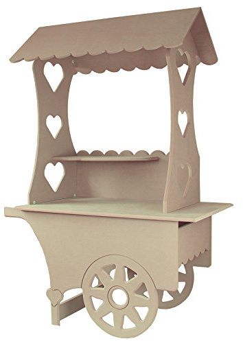 KuKoo Mini Candy Cart, Wedding Favours Sweet Stall Birthday Christening, MDF Table Wood Stand