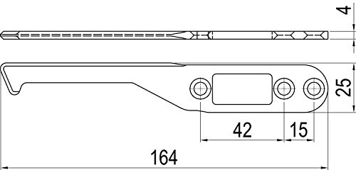 IMH-ABS Mitnehmerhaken SF, 164 x 25 x 4 mm, universal, DIN, schwarz verzinkt