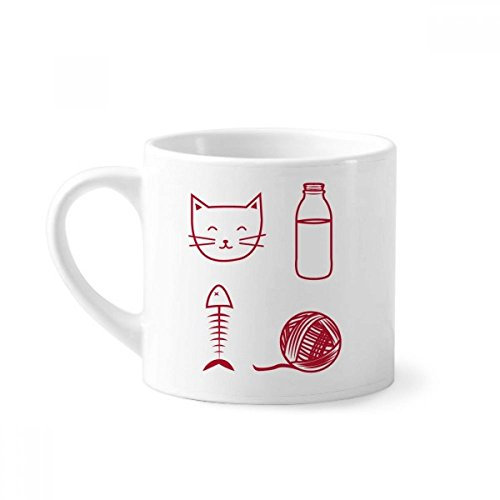 DIYthinker Cat Fish Wool Ball Bottle Mini Coffee Mug White Pottery Ceramic Cup With Handle 6oz Gift