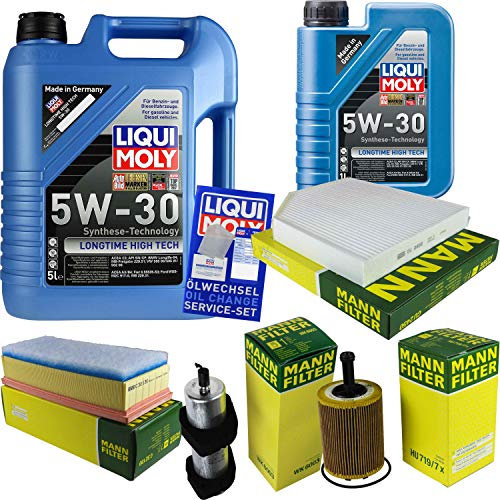 Filter Set Inspektionspaket 6 Liter Motoröl Longtime High Tech 5W-30 MANN-FILTER Innenraumfilter Kraftstofffilter Luftfilter Ölfilter