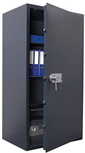 SafeHero Möbeltresor Klasse 0/N EN 1143-1 Secureo Harrier 5 | H1600xB850xT600 mm | 252 kg | Doppelbartschloss | Feuerfalz für Basis-Brandschutz