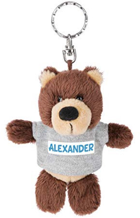 NICI 44666 Schlüsselanhänger Bär mit T-Shirt Alexander 10cm, Braun