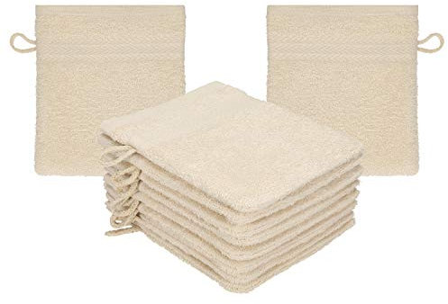 Betz Premium Lot de 10 Gants de Toilette en éponge lavettes pour Le Visage en 100% Coton Gant de Toilette pour bébé Couleur Sable