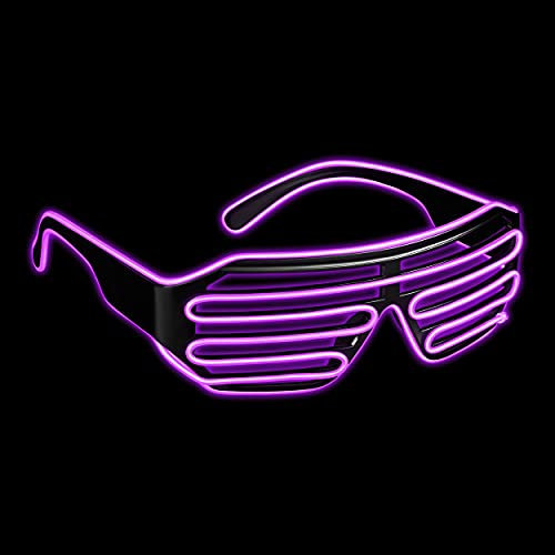 Balinco LED Brille mit 3 Blitzmodi - perfekt geeignet als Techno DJ | Festival | Halloween | Karneval | Fasching als Ergänzung zum Horror Kostüm (Lila)
