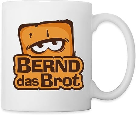 Spreadshirt Bernd Das Brot Logo Tasse, One size, Weiß