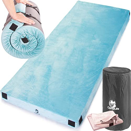 Campingmatratze aus Memory-Schaum, CertiPUR-US-zertifiziert, bequemste Campingunterlage mit Tragetasche, Reisematte, abnehmbarer, wasserabweisender Bezug, ausrollbare Isomatte, Bodenbett