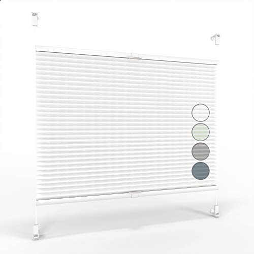 ALOHA Plissee ohne Bohren Klemmfix Weiß / 60x100cm / Breite x Höhe | Faltrollo Plisseerollo Blickdicht Sonnenschutz Jalousie für Fenster & Tür