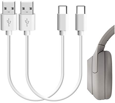 GEEKRIA USB Headphones Short Charger Cable Compatible with Sony WH-1000XM6/1000XM5/1000XM4, XB920N/ XB910N, Beats Studio Pro, Solo 4, USB Replacement Power Charging Cord (1ft/30cm 2Pack)