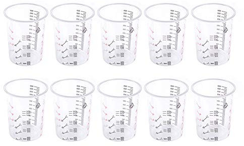 LPxdywlk Taza Medidora Líquida De Pintura De 600 Ml, Recipiente Transparente De Plástico Graduado De Mezcla 10 Piezas/Juego Color aleatorio