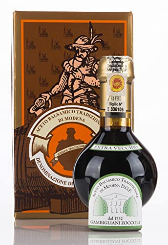 ACETAIA GAMBIGLIANI ZOCCOLI - VINAIGRE BALSAMIQUE TRADITIONNEL DE MODÈNE CERTIFIÉ D.O.P. PLUS DE 25 ANS DE VIEILLISSEMENT. Emballé dans la boîte officielle du consortium de producteurs Antiche Acetaie