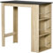 HOMCOM Bartisch hoher Küchentisch Stehtisch Stehtisch Theke - ABM. 112L x 57l x 106H cm - 3 Regale - helle Eichenoptik schwarz