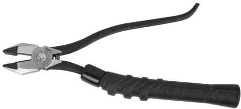 Klein Tools M2017CSTA Slim Head Ironworker Pliers, Made in USA, Milkers Cushion Grip, Side Cutters with Aggressive Knurl, 9-Inch