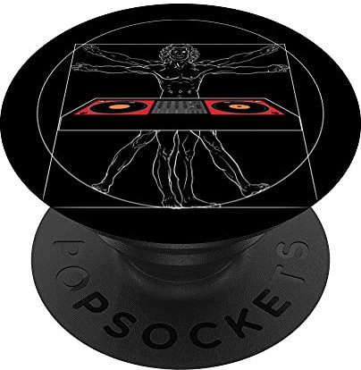 Vitruvian Man DJ Deejay Musik Plattenspieler Kopfhörer Disco Mix PopSockets mit austauschbarem PopGrip