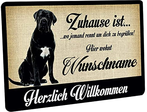 Crealuxe Fussmatte Cane Corso Zuhause ist wo jemand rennt um Dich zu begrüßen - (Wunschname) - Fussmatte Bedruckt Türmatte Innenmatte Schmutzmatte