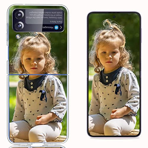 CXKJ Durchsichtig Personalisierte Schutzhülle für Samsung Galaxy Z Flip 3 5G (6.70 Zoll),mit Eigenem Foto Bild Text Individuelle Schutzhülle,PC Handyhülle Ultra-dünne Stoßfestigkeit Case
