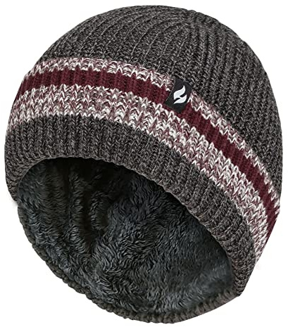 HEAT HOLDERS Herren Warm Mütze fur Winter Gestrickt Gestreift Thermomütze