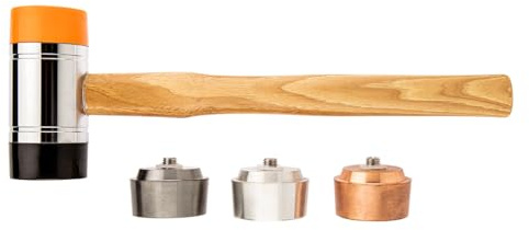 Neo Tools Ausbeulhammer mit gemischten Ersatzköpfenm, Professioneller Montagehammer mit Spitzen, Kopf Ø 60 mm, 1340 g gewicht, Kombinierter Schon- und Schlosserhammer mit Stiel aus Holz FSC