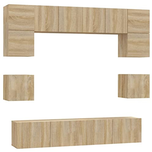 vidaXL 8 Piece TV Cabinet Set Sonoma Oak Engineered Wood