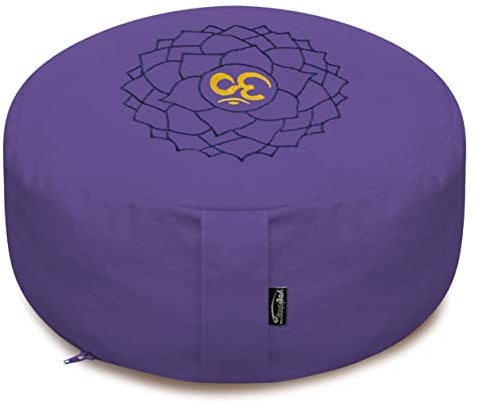 Yogishop Meditationskissen - rund - Chakras - Organic Cotton - ø 36cm x 15cm 36 x 36 x 15 cm, violett