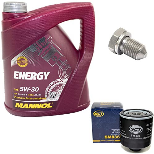 Motoröl Set 5W30 4 Liter + Ölfilter SM836 + Ölablassschraube 15374