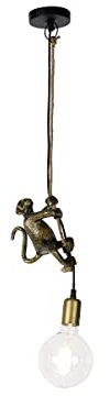 QAZQA - Klassisch I Antik Klassische Pendelleuchte I Pendellampe I Hängelampe I Pendellampe I Pendelleuchte I Lampe I Leuchte Gold I Messing mit Seil - Animal Monkey I Wohnzimmer I Schlafzimmer - Alum