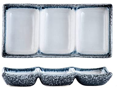 HIHELO Snack-Schalen Snack-Schüssel Dip-Schüssel Quadratischer Sojasaucen-Teller aus Keramik Gewürz-Sushi-Wasabi-Teller Kleiner Saucen-Snack-Teller mit DREI Fächern Snack- und Dipschalen (Color : B)