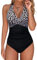 Voqeen Costumi da Bagno Interi con Scollo a V Donna Elegante Push up Swimsuit Slim Ruched Controllo Addominale Beachwear
