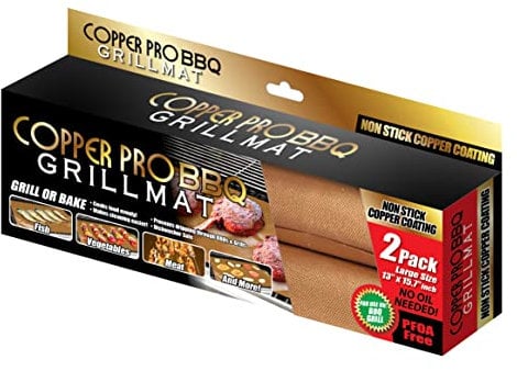 FIVECATCH Kupfer-Grillmatte (2 Stück), antihaftbeschichtet, leicht zu reinigen, PFOA-frei und spülmaschinenfest, hitzebeständig bis 250 °C