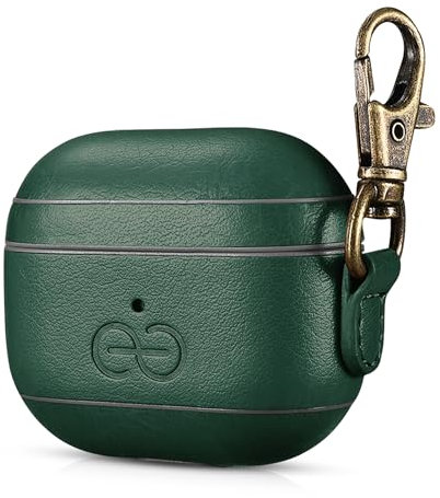 Dreem Om AirPods 3 Vegane Ledertasche mit Clip - Kompatibel mit Apple Bluetooth Wireless Earbuds für iPhone - Grün