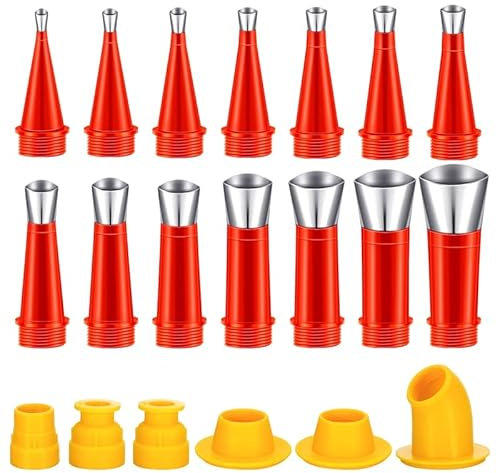 Firtink 20 Pcs Universal Integrated Nozzle Rubber Tool Kit, Stainless Caulking Nozzle Tips,Reusable Caulking Nozzle Applicator Finishing Tool Sealant Gun Nozzles for Kitchen Bathroom Brick Joint