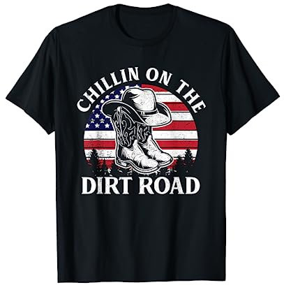 Chillin On The Dirt Road Vintage Cowboyhut USA Flagge T-Shirt