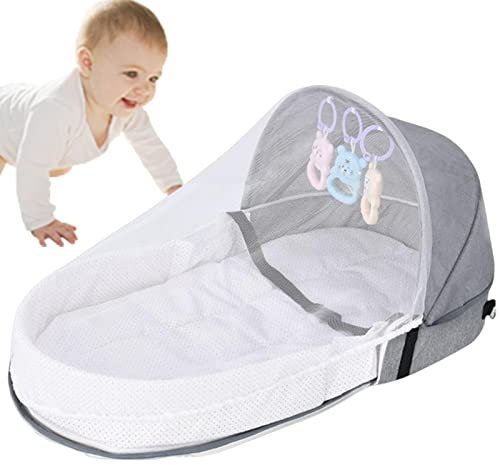 Tsuchiya Baby Reisebett | Tragbarer Stubenwagen Mit Entwicklungsspielzeug Und Atmungsaktivem Matratze | Faltbare Kinderbett Wiegenbett Für Camping