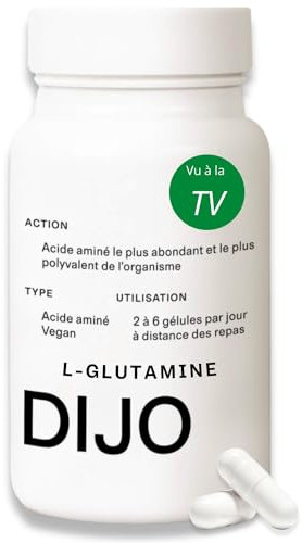 DIJO - L-Glutamine - Acide Aminé Renforce la Paroi Intestinale - Made in France Vegan Gluten Free Sans Lactose - 60 Gélules Cure 1 mois