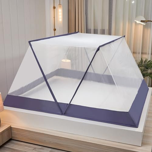 HAZARA Tragbares Moskitonetz für Bett, Reisen Faltbares Doppelbett Moskitonetz für Schlafzimmer Erwachsenenbett, Baldachin, Insektenschutz,Lila,100x190x80cm