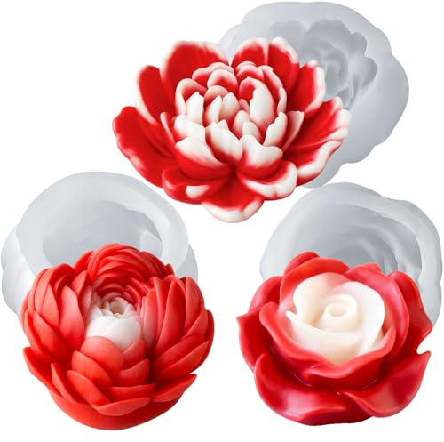 Moule Bougie Grosse Fleur Rose moule a savon fleur pour fabrication Moules en silicone pour bougies,pour fabrication de savon,gâteaux,bonbons,pâtisserie,dessert DIY Superbe Cadeau Fait à la Main
