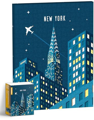 PieceRelax Puzzle Wandbild – NYC at Night | DIY-Puzzle zum Aufhängen | Wanddeko für Zuhause & Büro [HN1303]