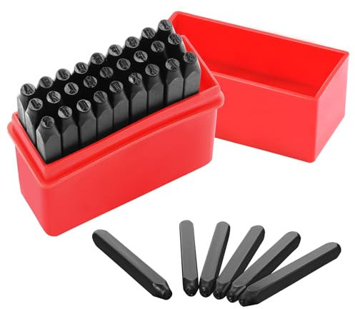 Coolty 27 Stück 2mm Schlagbuchstaben Set Schlagzahlen Set Letter Alphabet A-Z und & für Stanzen Metall Holz Kunststoff Leder DIY Herstellung Schmuck