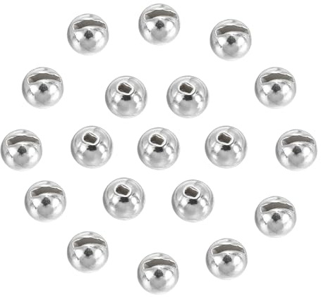 PATIKIL Bolas de Tungsteno para Atar Moscas de 2.5mm, 50 Unidades de Bolas Ranuradas de Tungsteno para Anzuelos de Pesca, Tonos Plateados