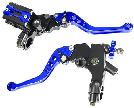 Mabutingti Upgrade 7/8 22mm Universale Pompa Cilindro Maestro Freno Leva frizione Sinistra Destra Set Compatibile con Polaris Yama-ha Suzuki Honda Kawa-saki Moto (Blu)