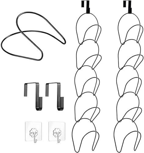 Ruikcoll Cap Halter Tür Hut Racks 10 Stück,Haken für Handtaschen Aufhänger für Schals Handtaschen Handtücher Kleidung Krawatten mit Haken zum Aufhängen,Schwarz
