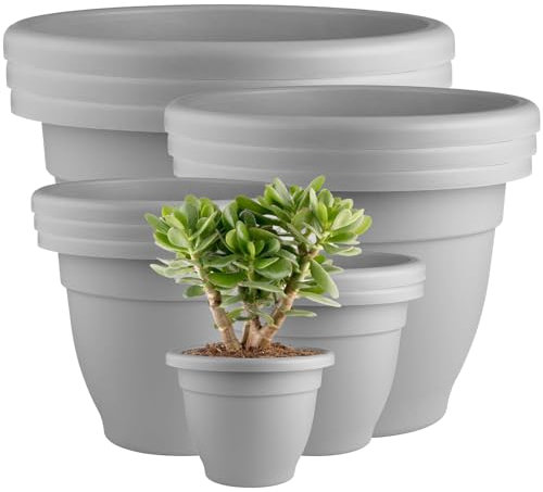 VR7 Versatile Flower Pots with Breathable Design Garden Pots for Outdoor/Indoor Use Plastic Plant Pots 50cm Modern Decorative Planters Grey