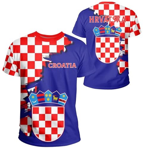 YuanDiann 2024 Coppa Europea Calcio T Camicie Croazia Fan Sport Casual Stampa Bandiere nazionali Manica Corta Uomini Donne Bambini Asciugatura Rapida Maglia Traspirante