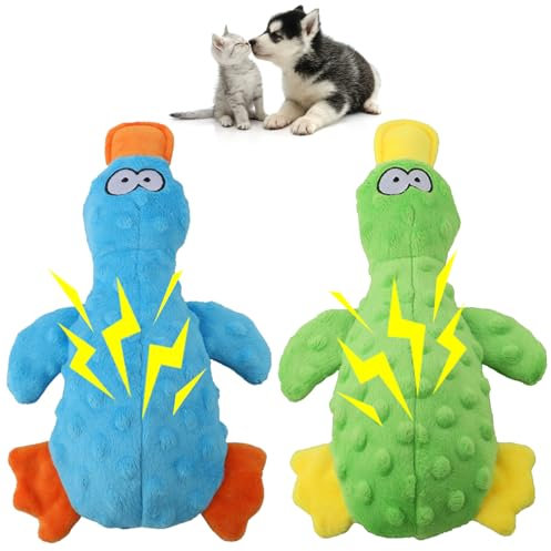 JSTHHTT 2 Pack Hundespielzeug, Quietschendes Plüsch Spielzeug, Ente Plüschtier für Hunde, Interaktives Hundekauspielzeug für Große Kleine und Mittel Welpen Hunde