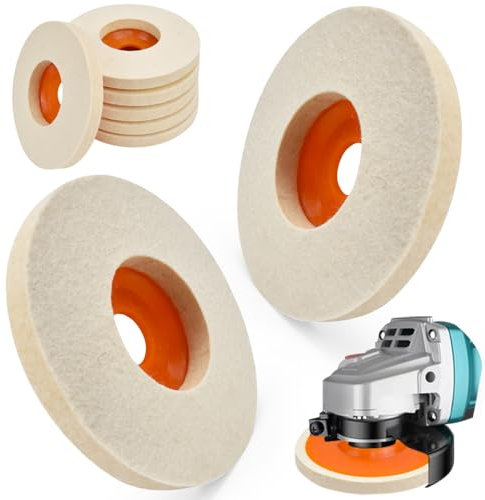 NAROSEBE 6 Stück Wolle Polieraufsatz 125mm Polierscheibe Winkelschleifer Runde Wolle Schwabbelscheibe Winkelschleifer Filz Polierpads um Polieren von Edelstahl, Glas, Keramik, Holz, Marmor