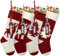 Dremisland 4er Set Weihnachtsstrumpf Personalisiert Nikolausstrumpf 46cm Große Gestrickte Rentier Weihnachtsstrumpf mit Namensschildern Christmas Stockings für Feiertags Familienparty Weihnachts Dekor